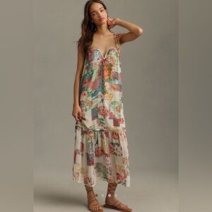 NWT Anthropologie Chiffon Floral Midi Dress